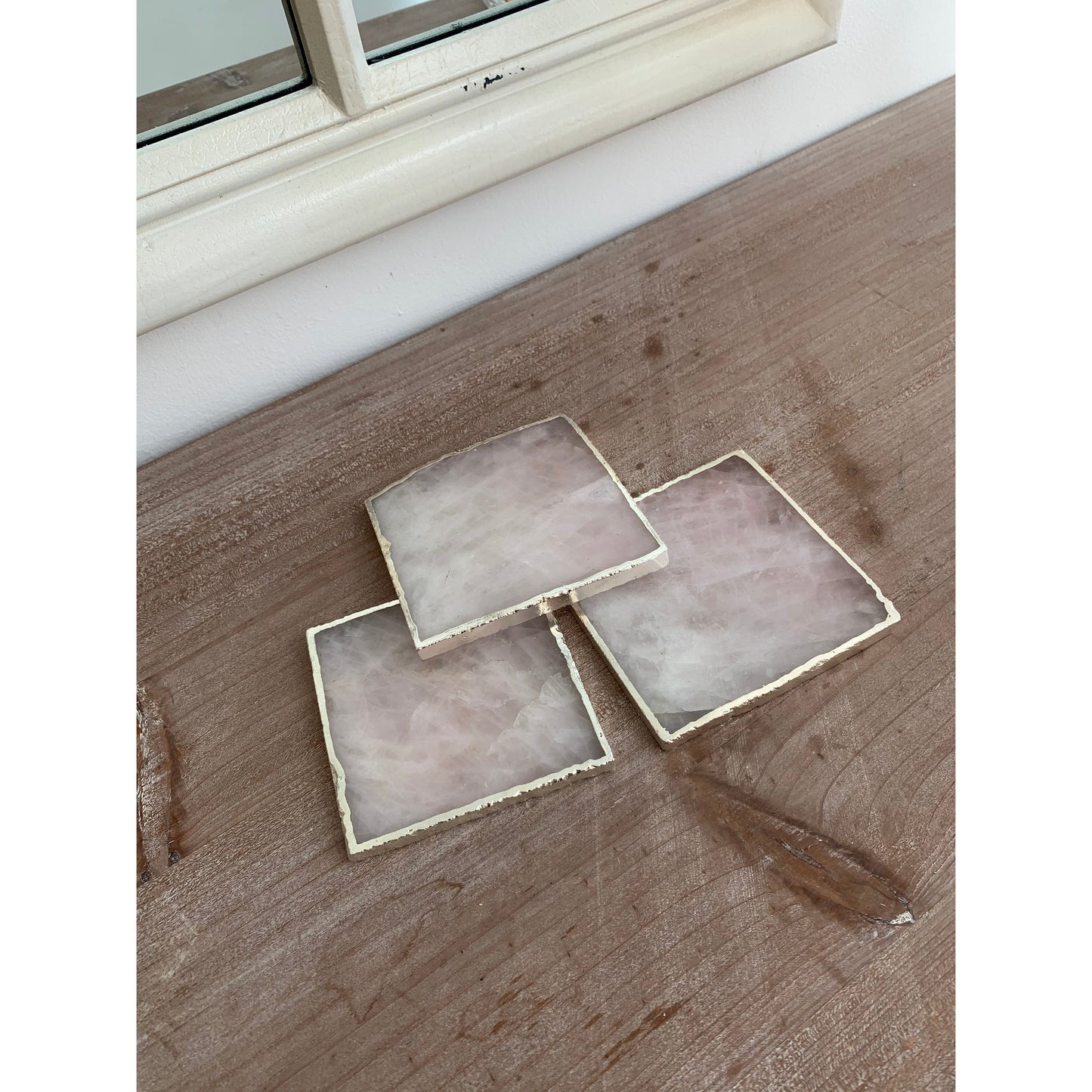 Pink Square Agate Stone Coasters
