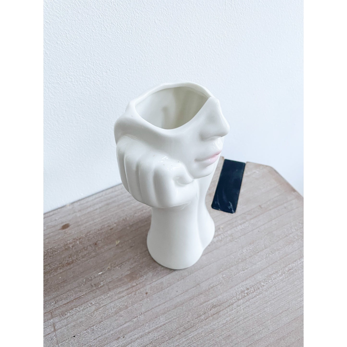 White Ceramic Lady Face Vase