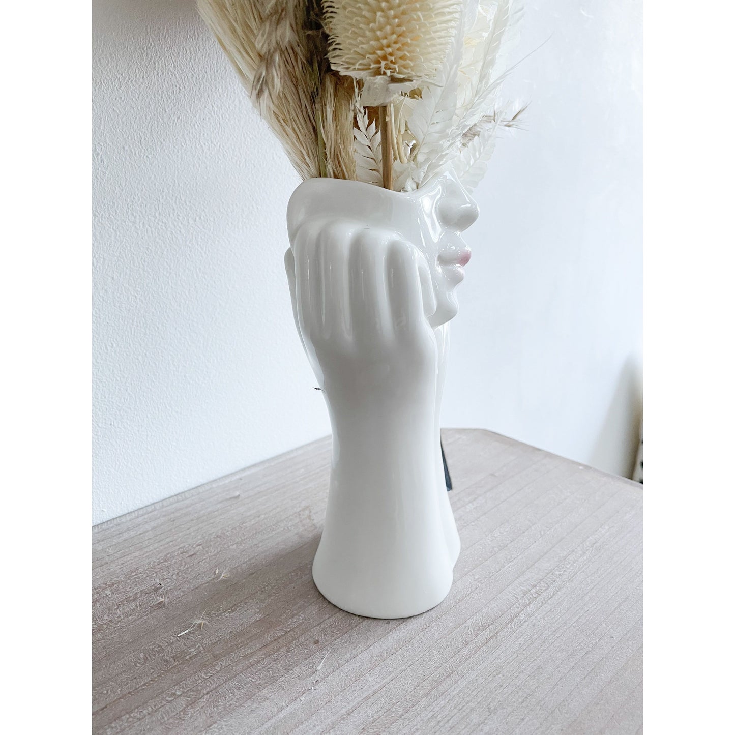 White Ceramic Lady Face Vase