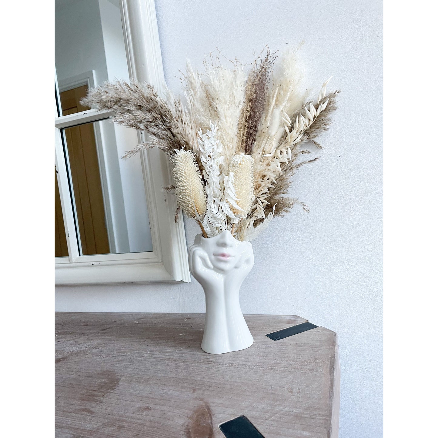 White Ceramic Lady Face Vase