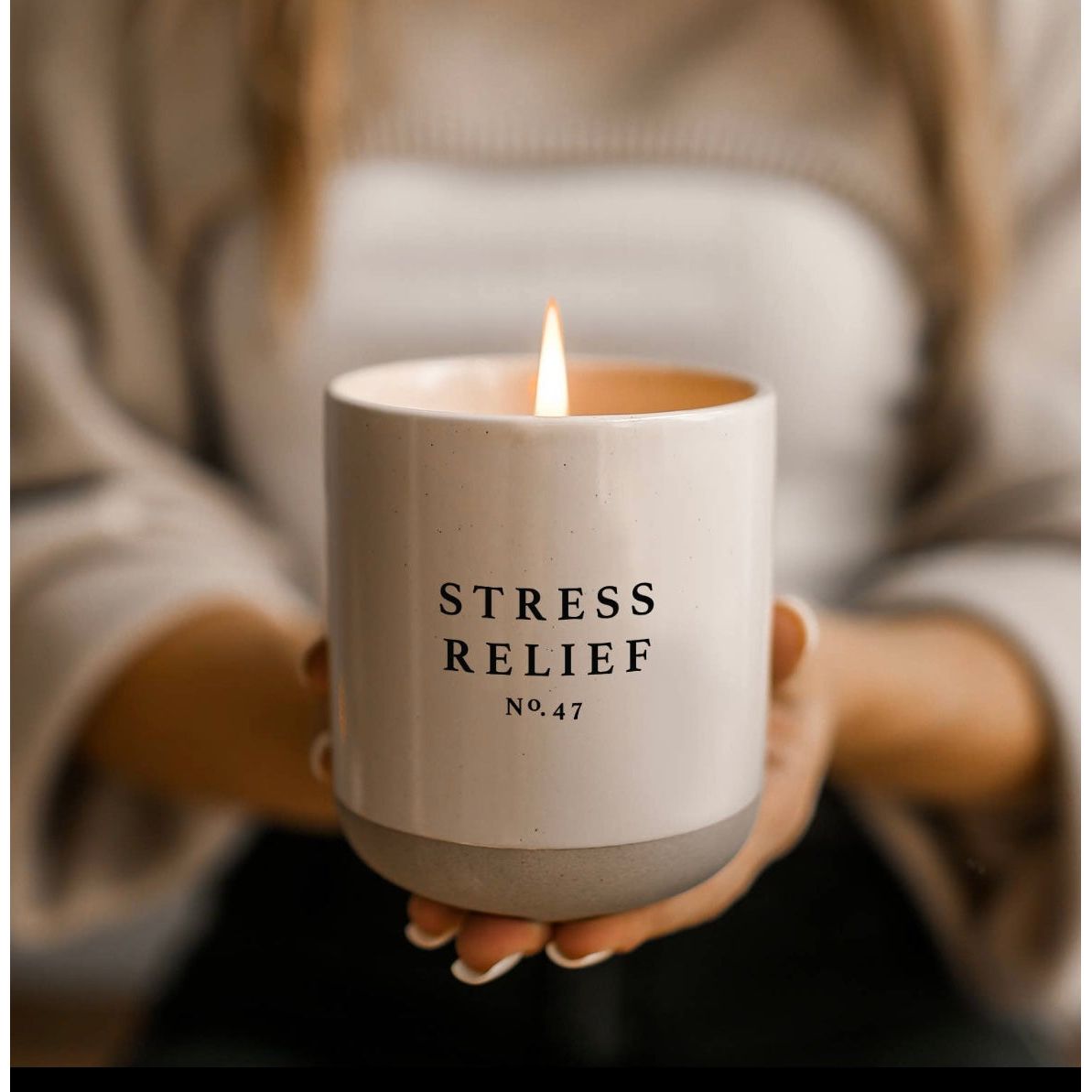 Stress Relief Soy Wax Candle with Stoneware Jar