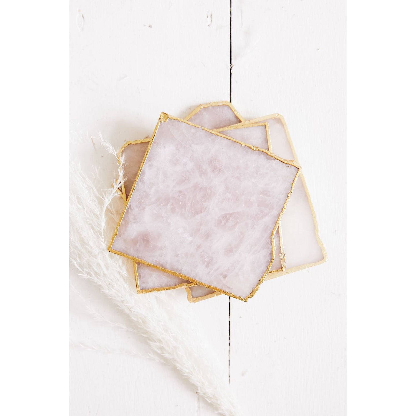 Agate Quartz Pink Stone Coasters