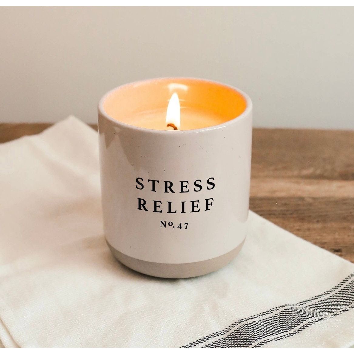 Stress Relief Soy Wax Candle with Stoneware Jar