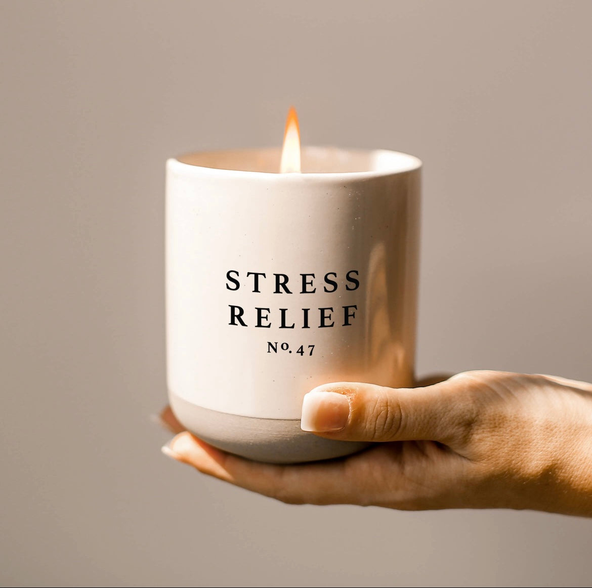 Stress Relief Soy Wax Candle with Stoneware Jar