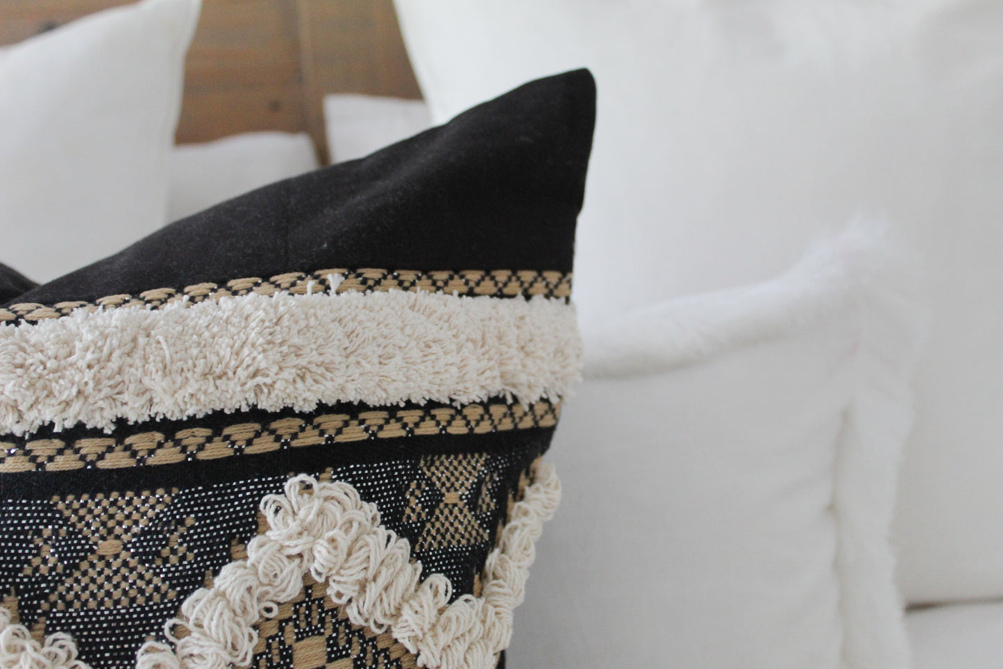 Black cotton throw cushion cover 45x45cm decorative beige sofa bed pillow case 18x18inch scatter cushions