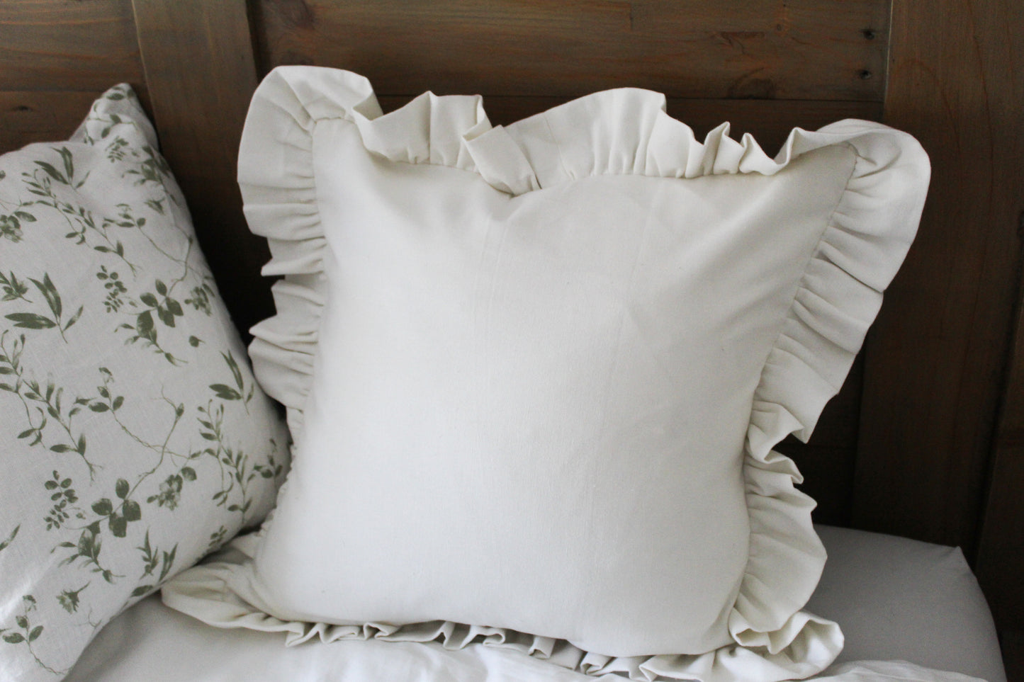 Cream Frill Boho cotton throw Cushion Cover country 45x45cm 18x18 inch