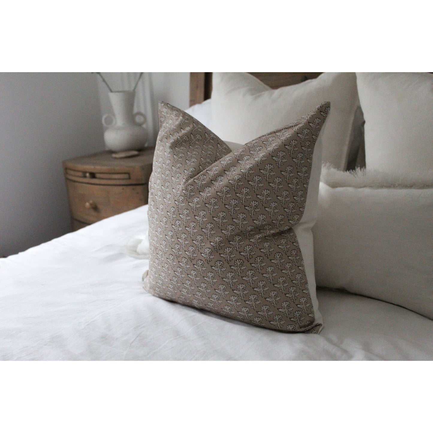 Beige and white country style cushion cover 45 x 45