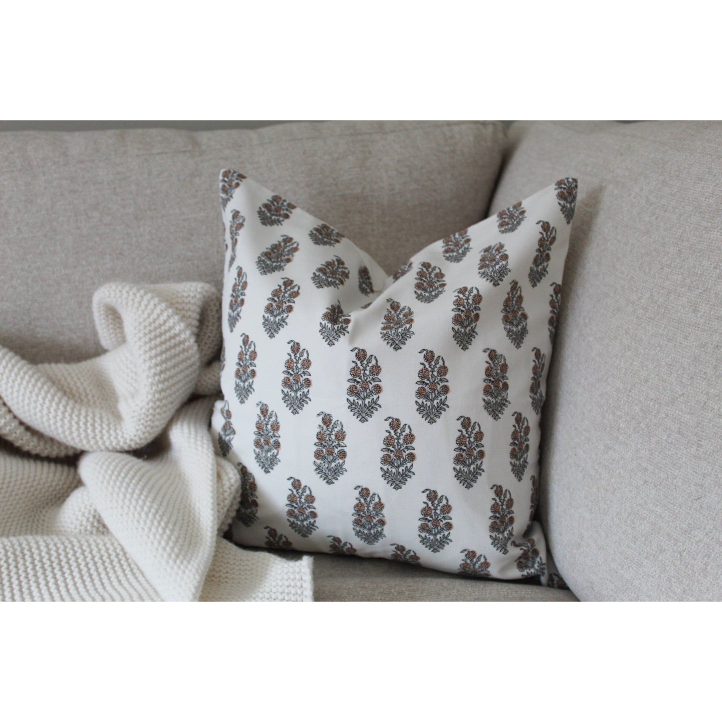 Vintage style floral cotton cushion cover