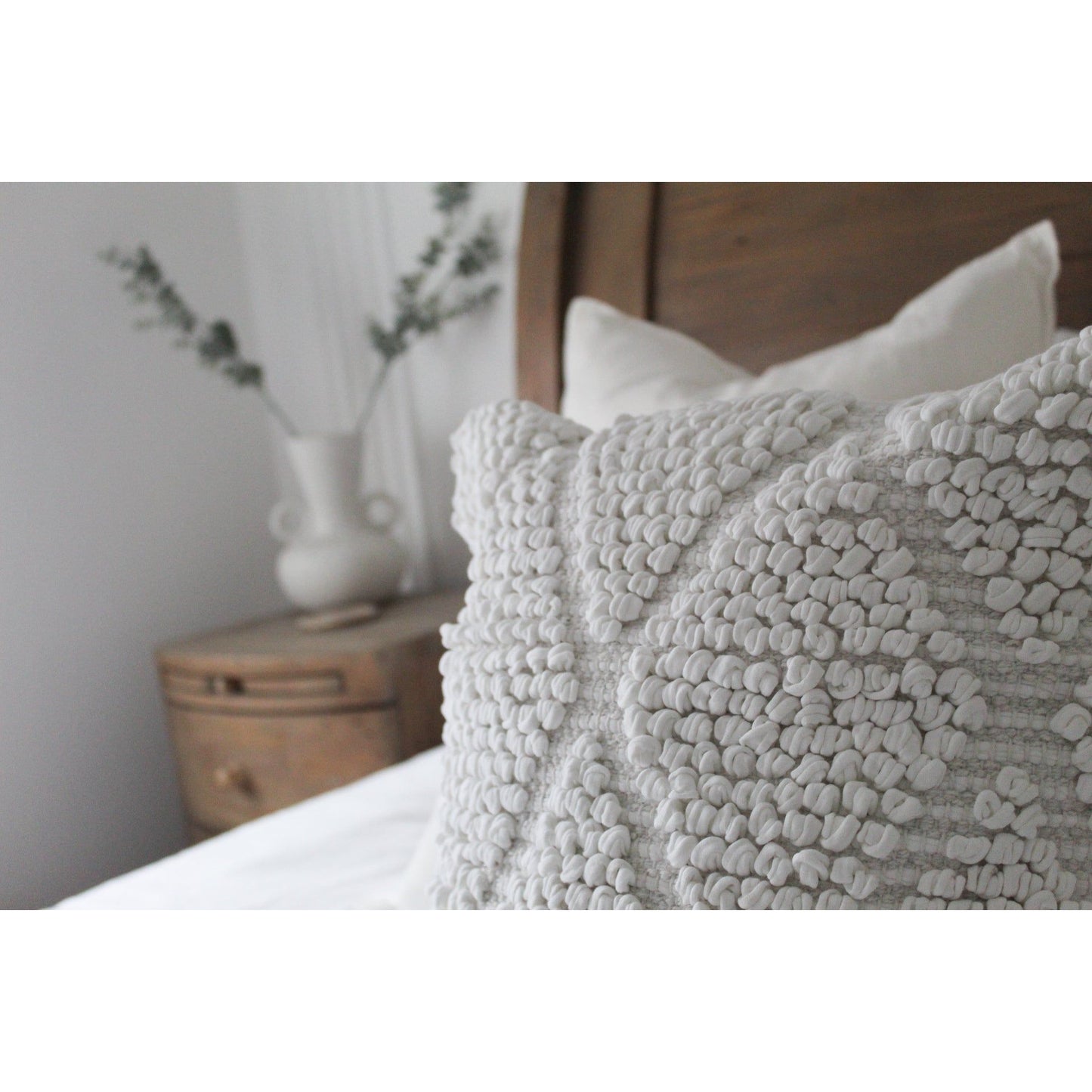 Natural White Embroidered Cushion Cover 45 x 45cm GABRIELA