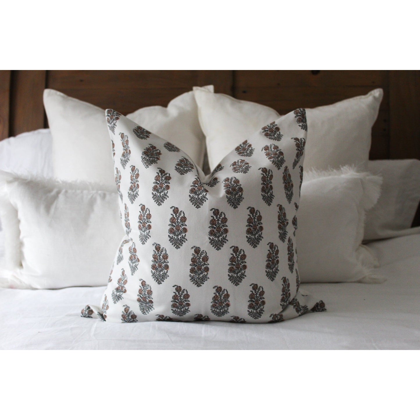 Vintage style floral cotton cushion cover