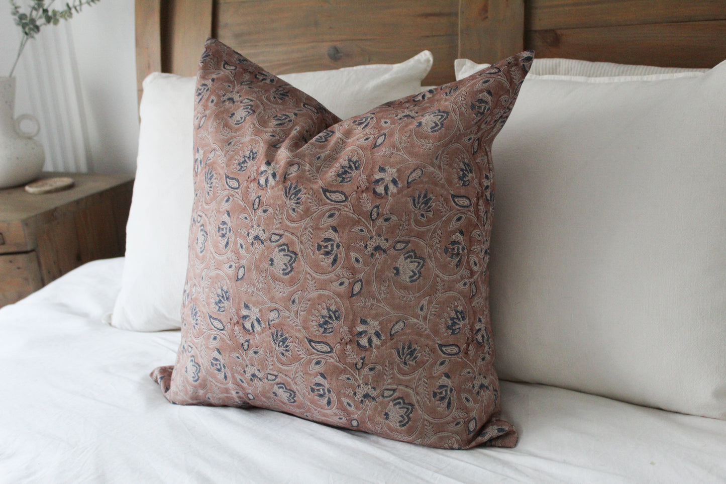 Blush floral cotton pillow cover 50x50cm
