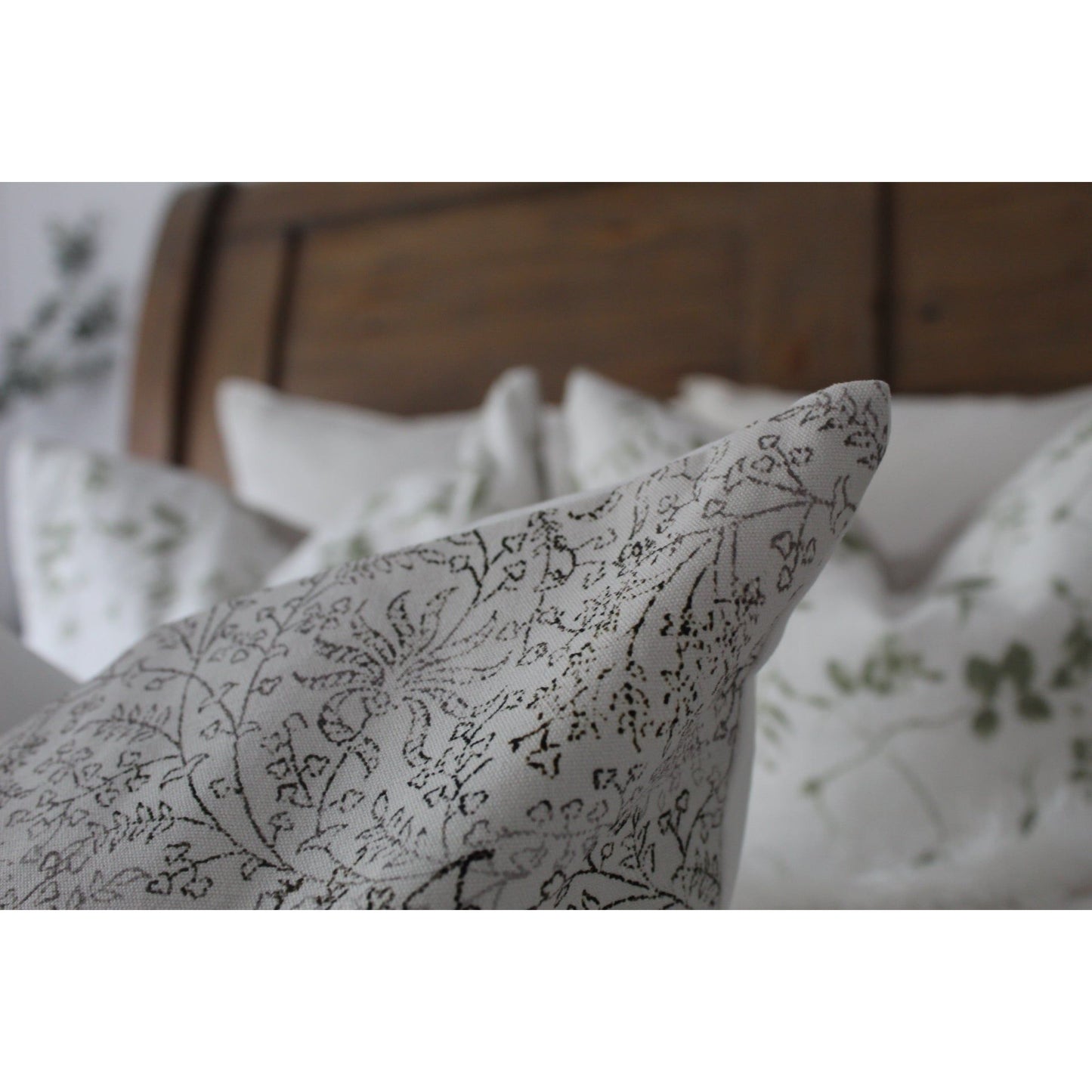 Ivory floral cotton cushion cover 45 x 45cm