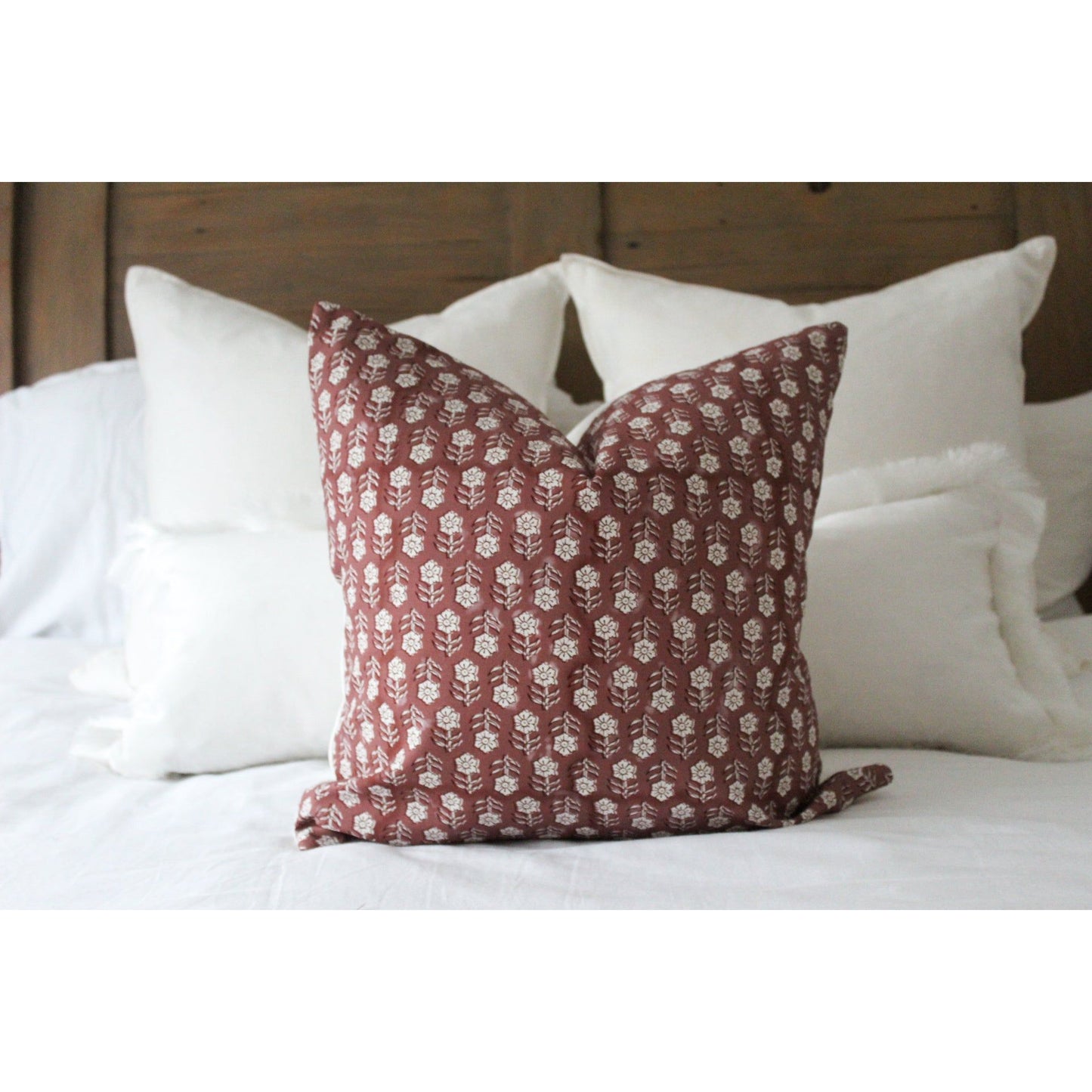 Blush pink floral cotton cushion cover 45 x 45cm