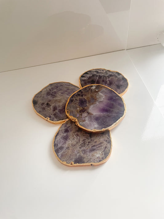Amethyst crystal coasters