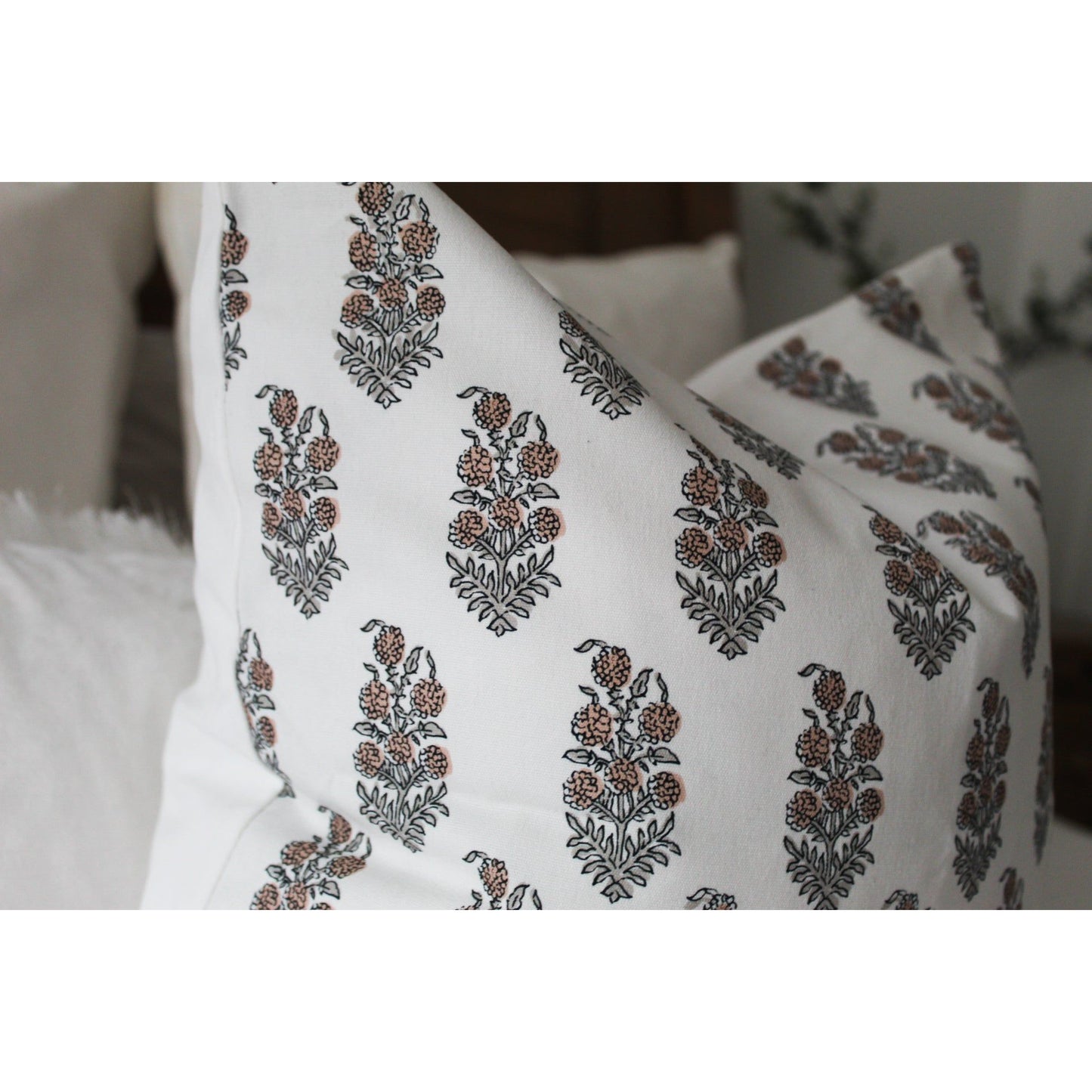 Vintage style floral cotton cushion cover