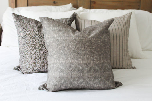 Brown patterned cotton country cushion with duck feather insert 45x45cn