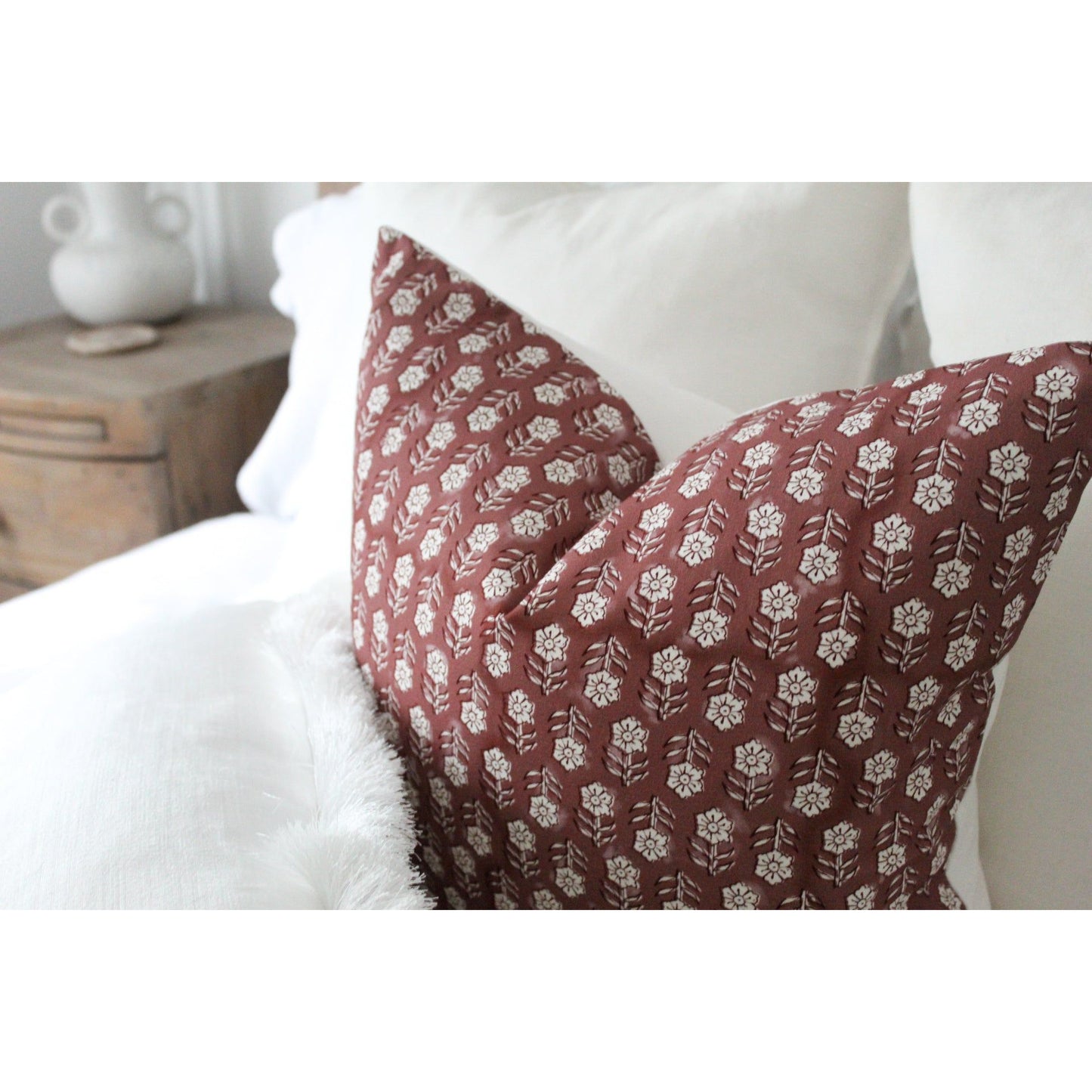 Blush pink floral cotton cushion cover 45 x 45cm