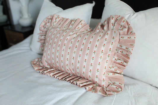 Pink ruffle frilly lumbar pillow cover 50x30cm