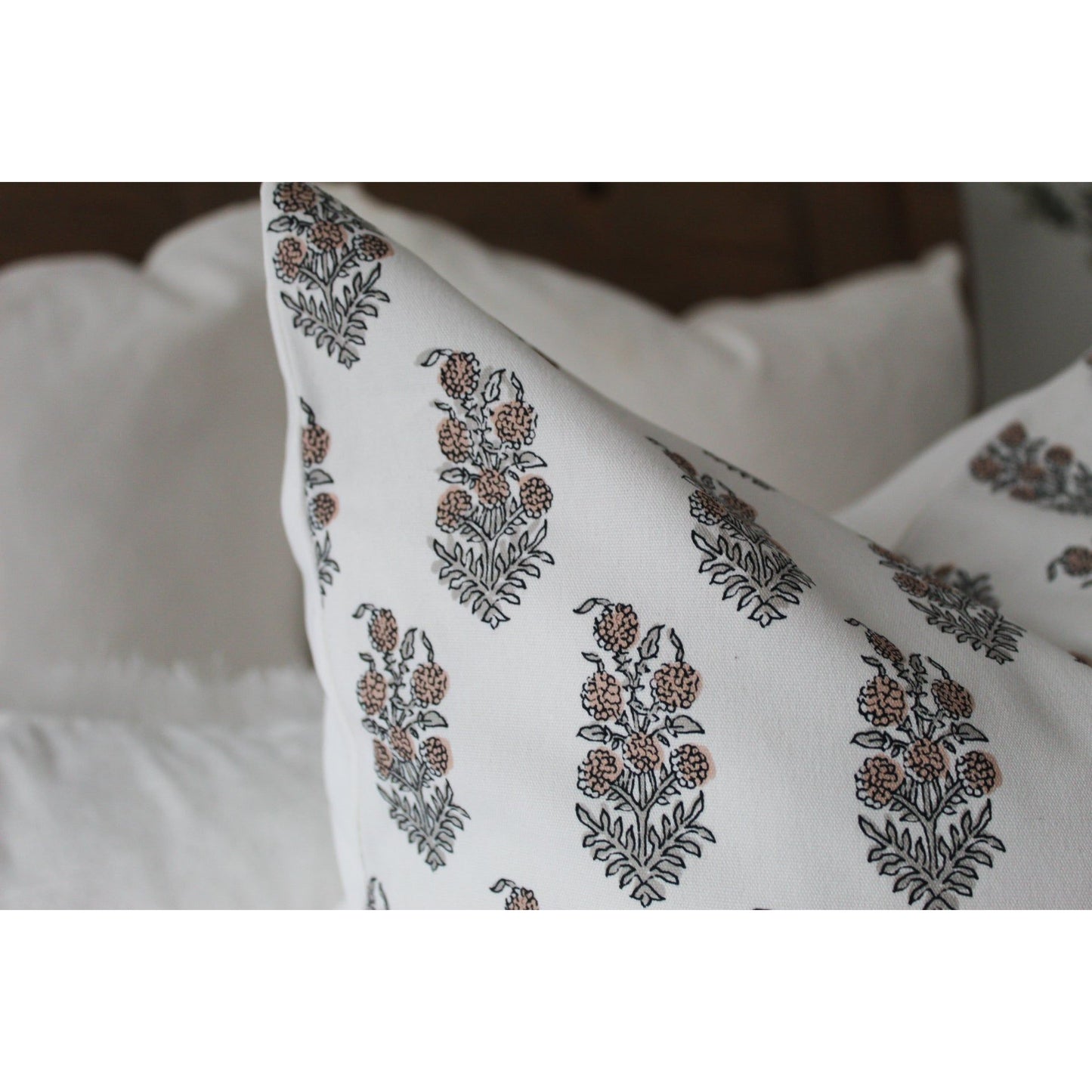 Vintage style floral cotton cushion cover