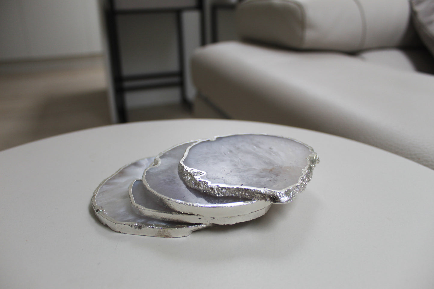 White Agate Stone Crystal Coasters