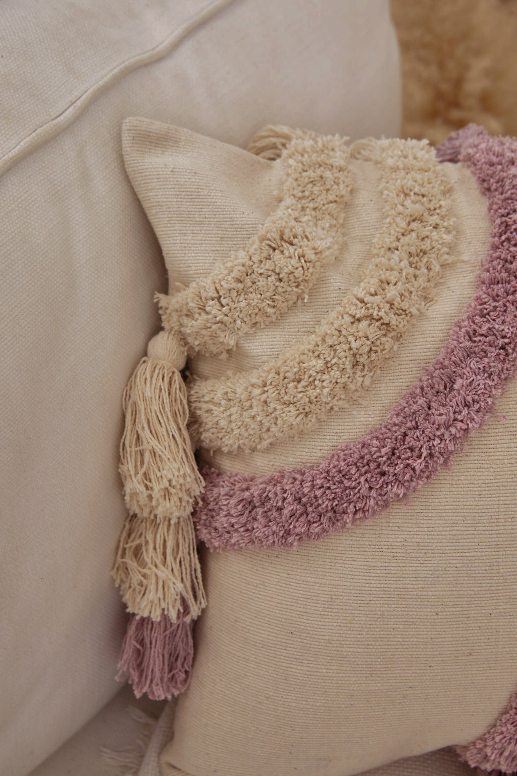 Pink Tassel Boho Cushion Cover 45 x 45cm - Milly