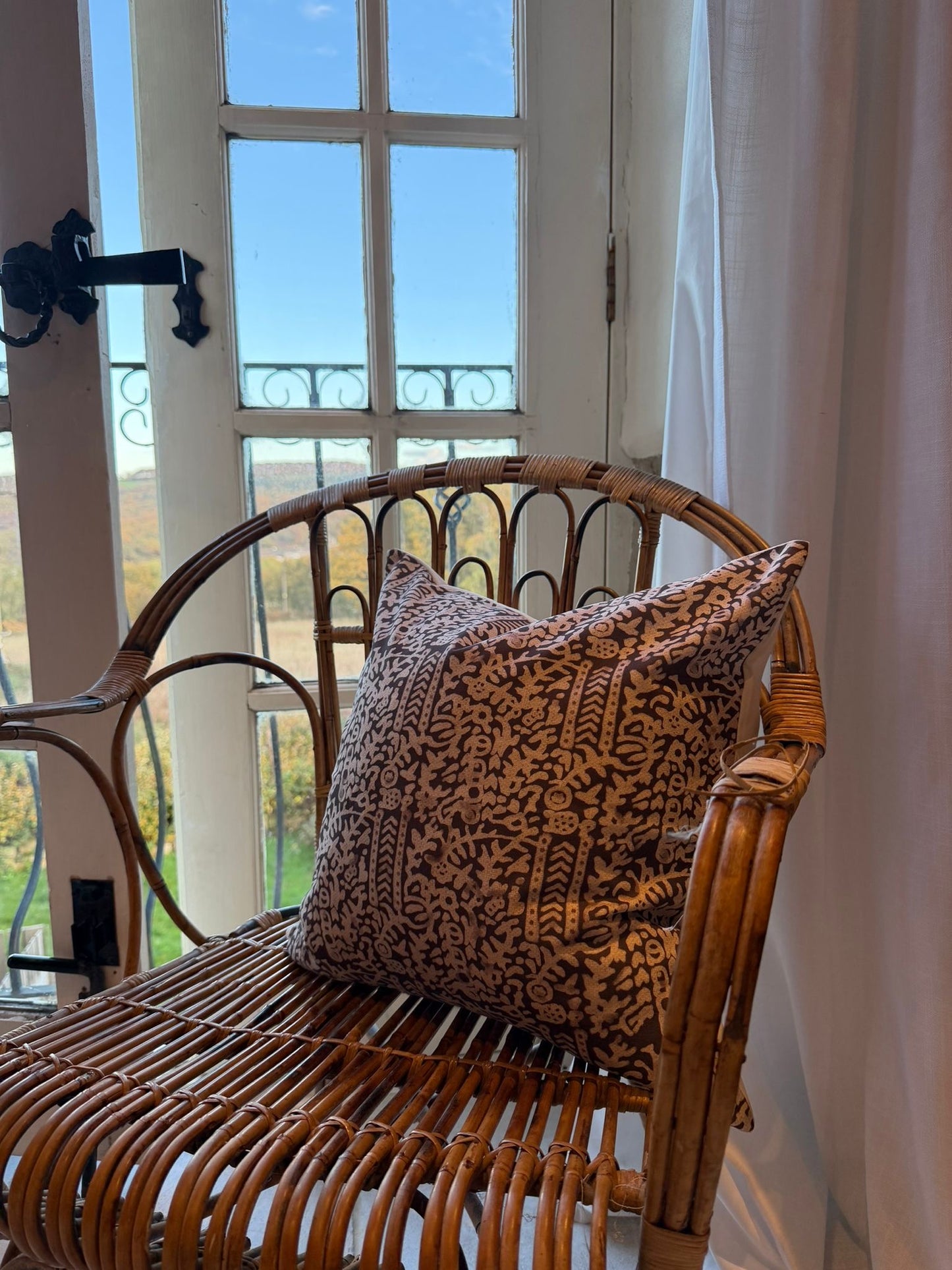 Brown pattern 45 x 45cm cotton cushion