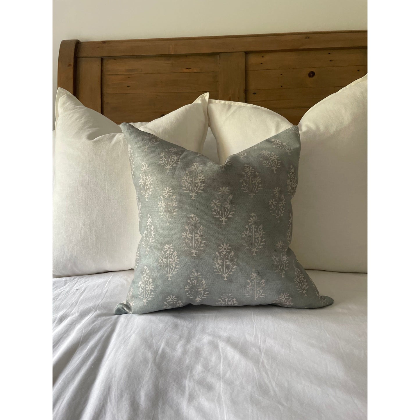 Floral country cushion cover 45 x 45cm, Floral throw grey decorative cotton linen pillow cover home sofa 18 x 18 inch