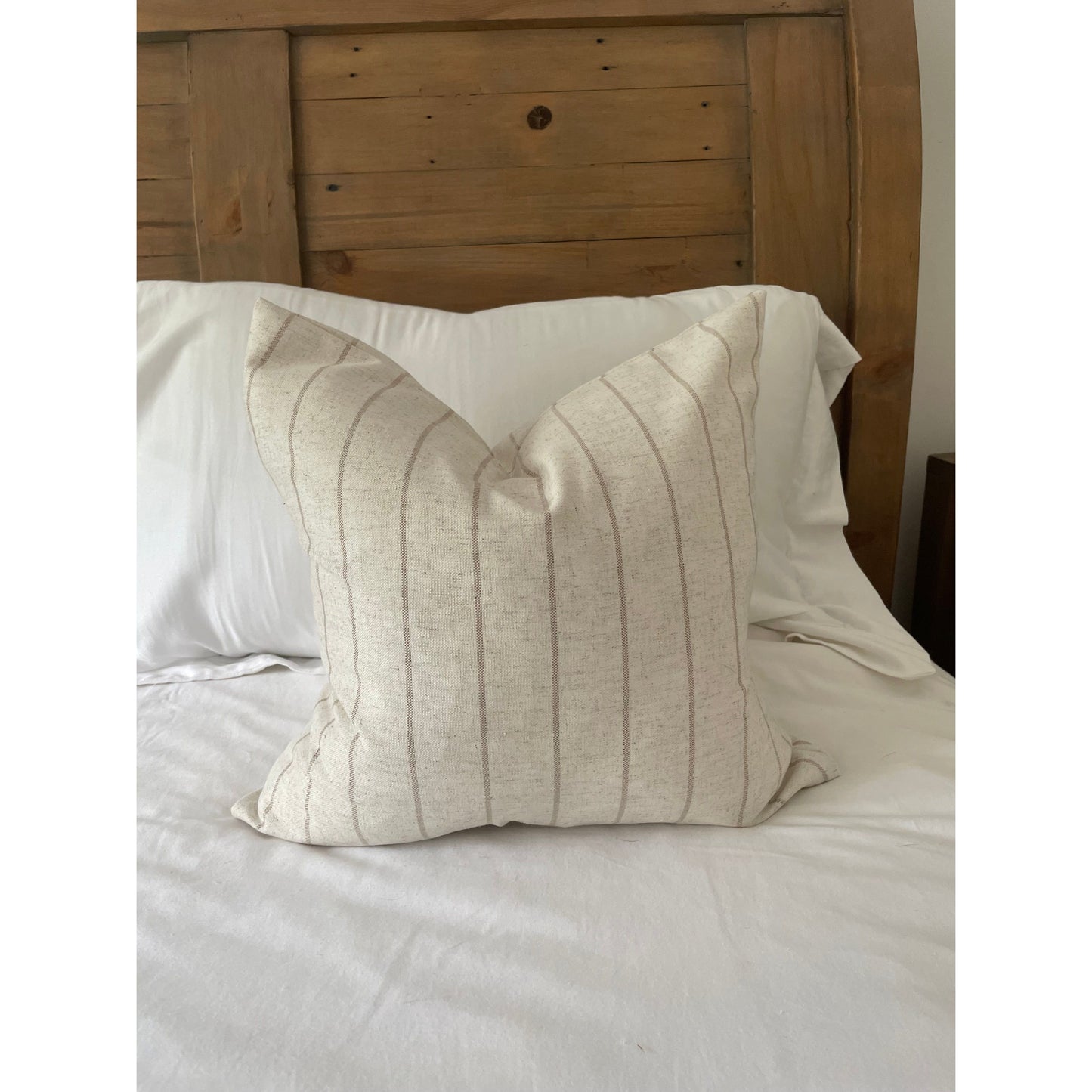 Natural stripe linen cotton pillow cover 45 x 45cm, minimalistic striped cushion cover, Ivory cotton throw pillow covers, Country style