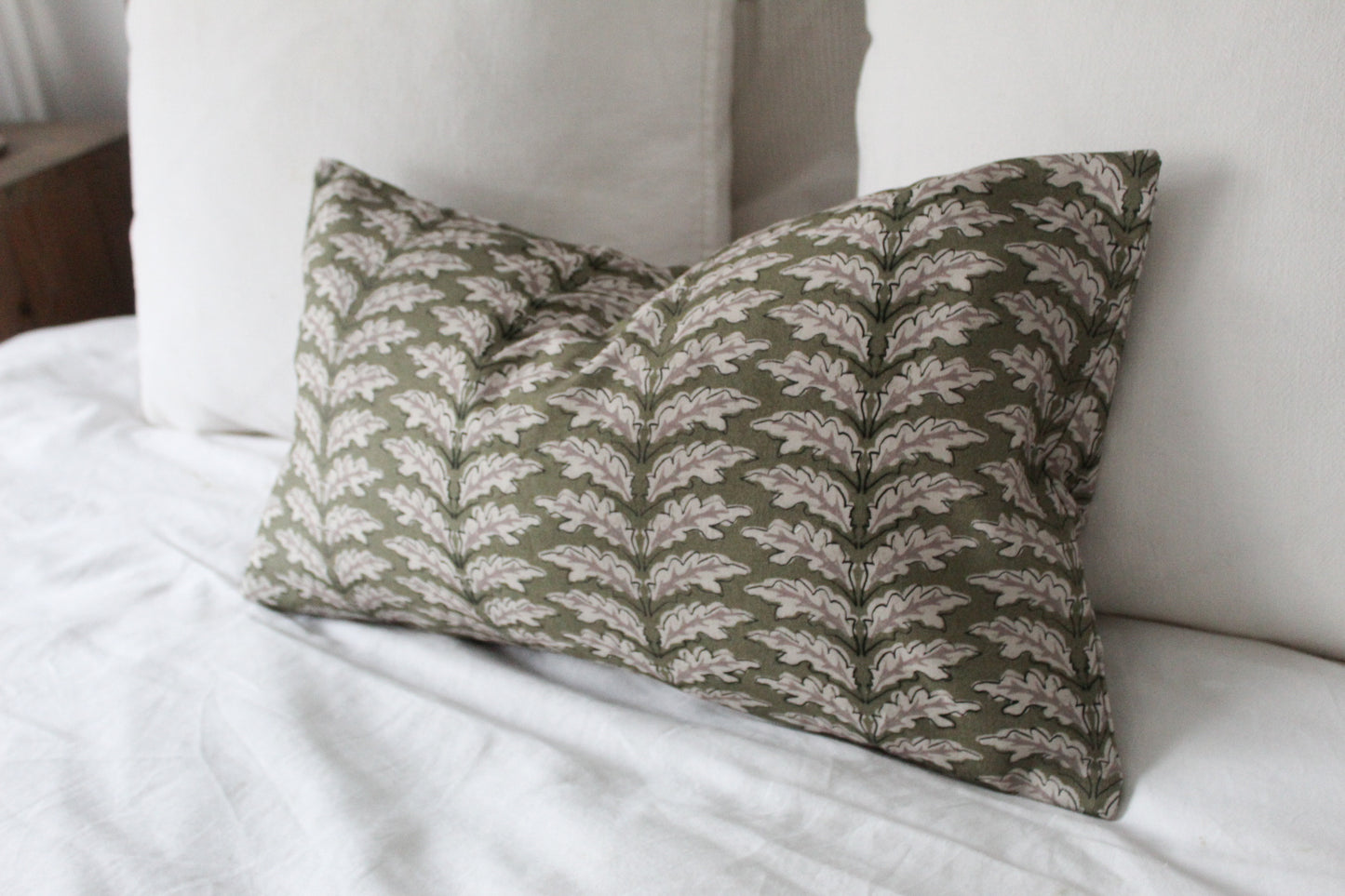 Floral green lumbar pillow cover
