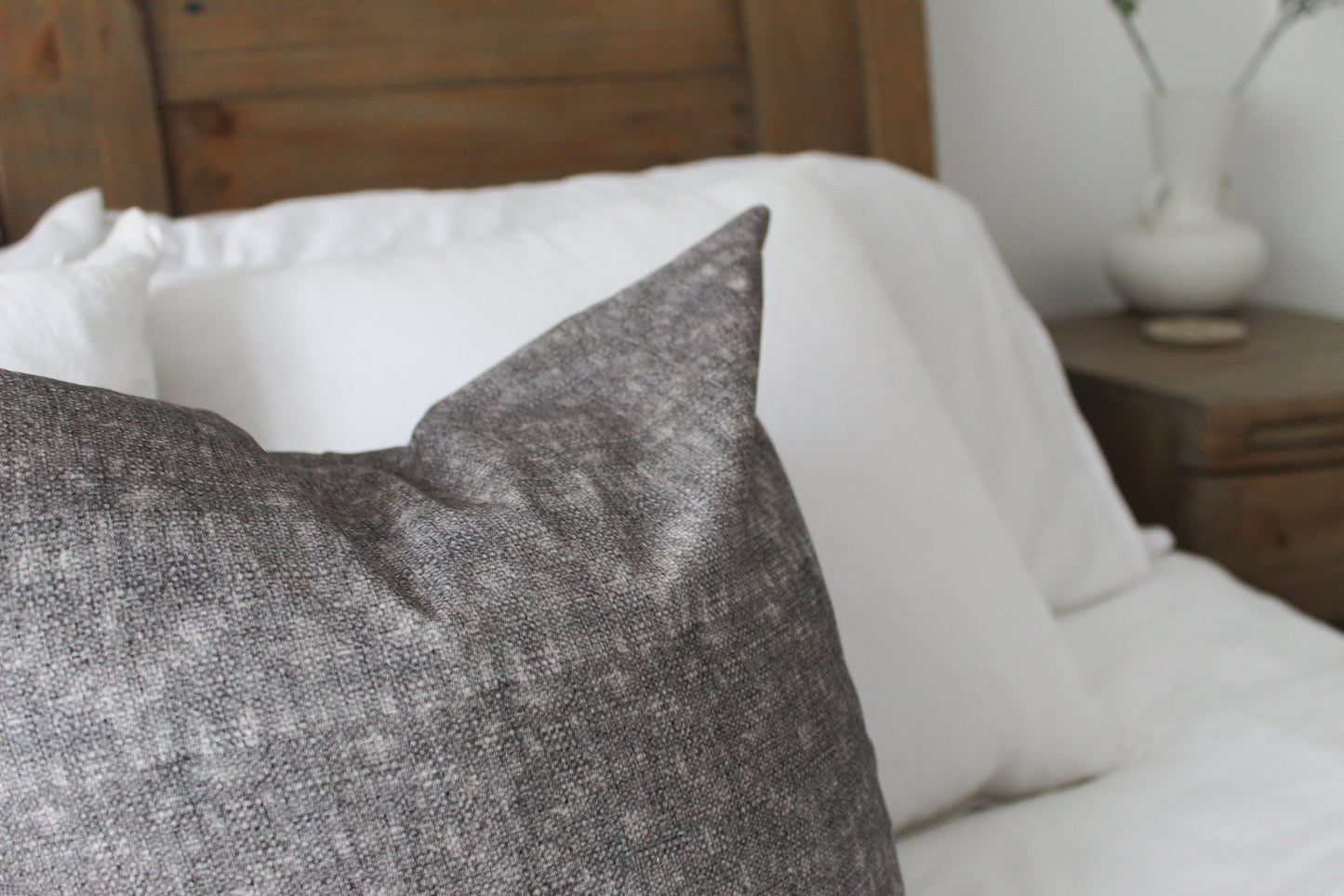 Brown patterned cotton country cushion with duck feather insert 45x45cn