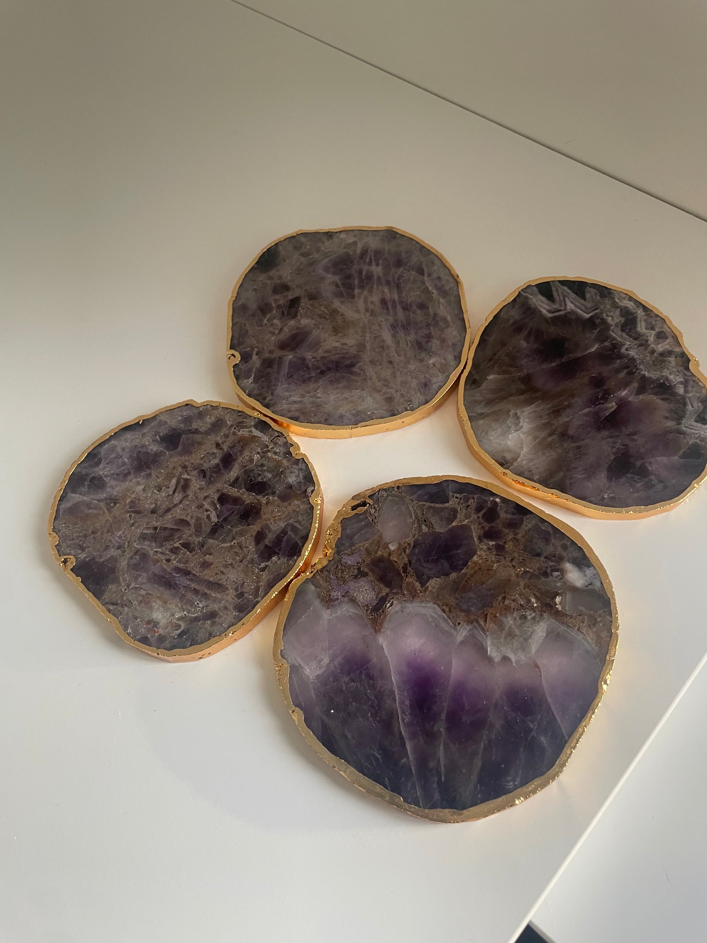 Amethyst crystal coasters