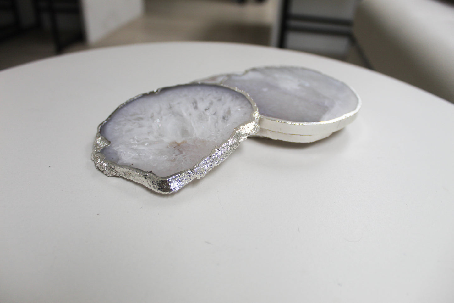 White Agate Stone Crystal Coasters