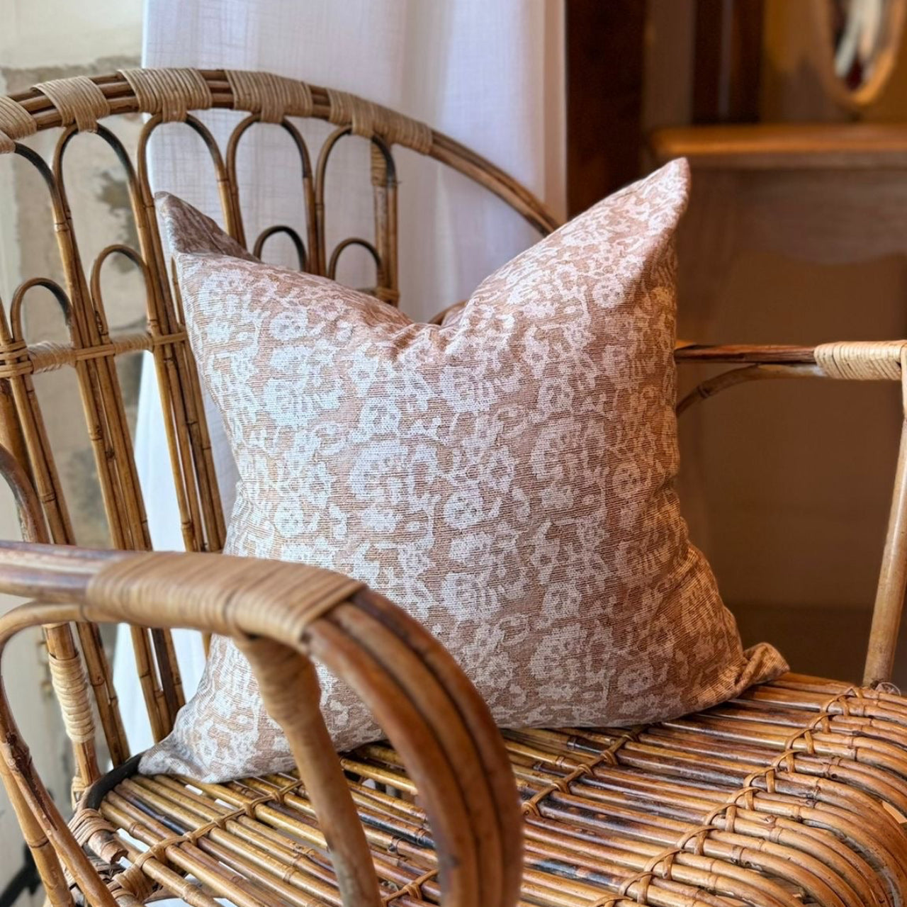 Floral print cotton country cushion 45 x 45xm