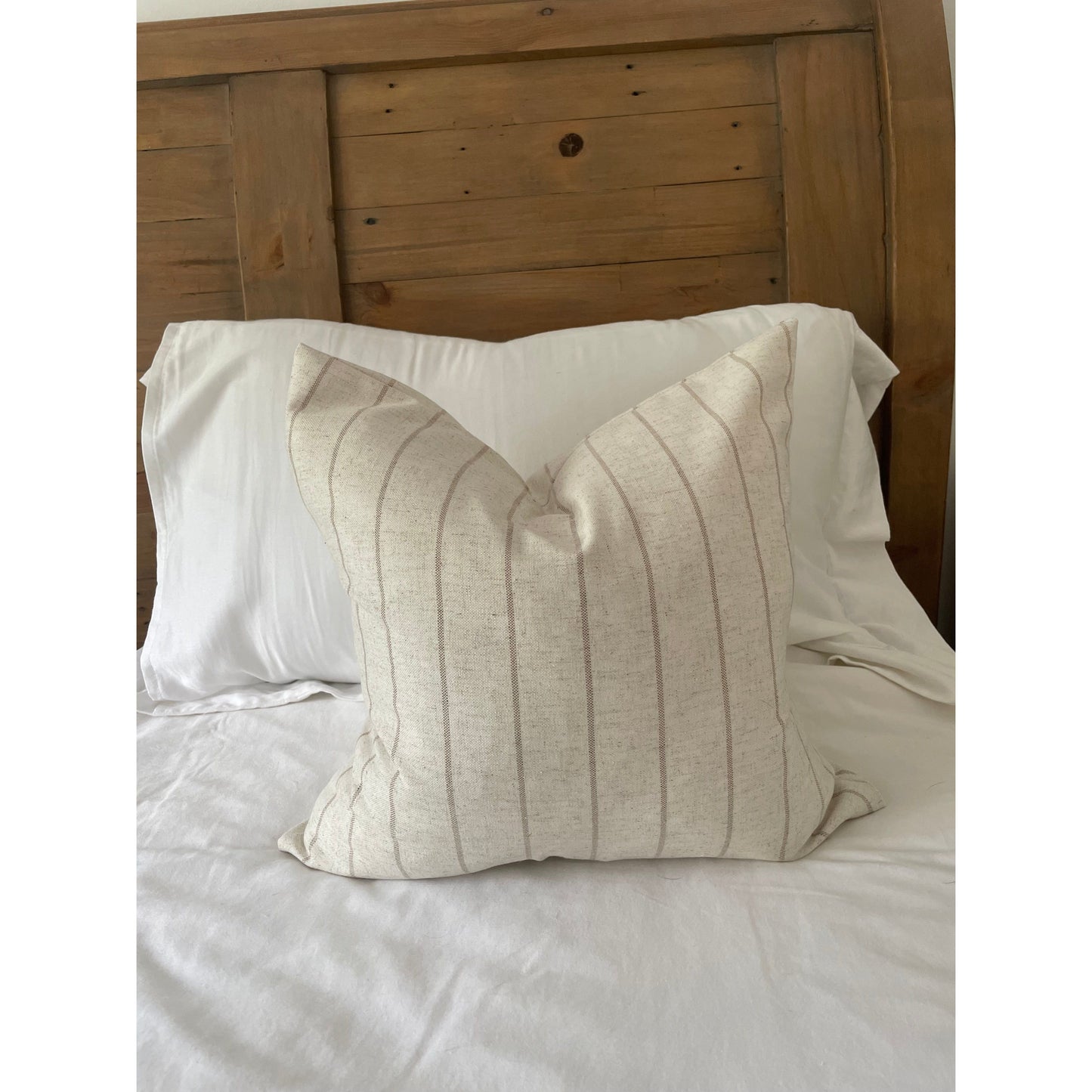 Natural stripe linen cotton pillow cover 45 x 45cm, minimalistic striped cushion cover, Ivory cotton throw pillow covers, Country style