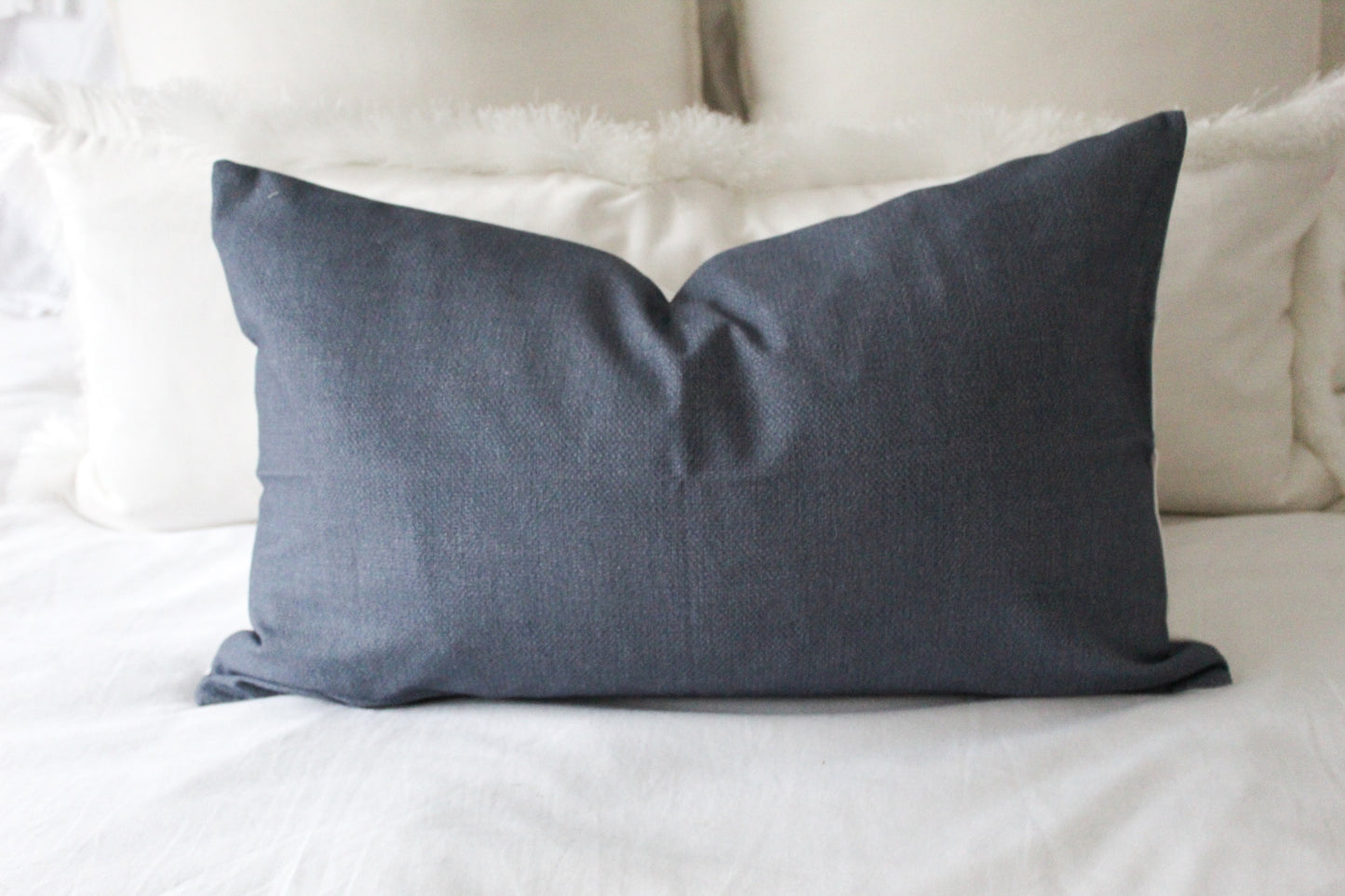 Navy lumbar cotton cushion cover 50 x 30cm