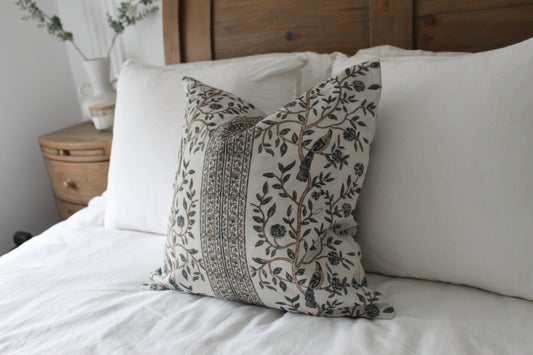 Bird print cotton cushion