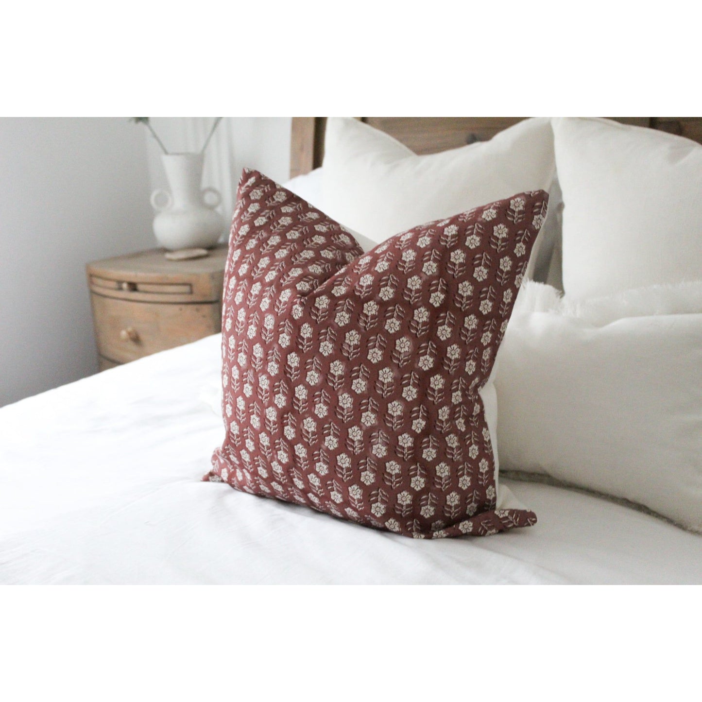 Blush pink floral cotton cushion cover 45 x 45cm