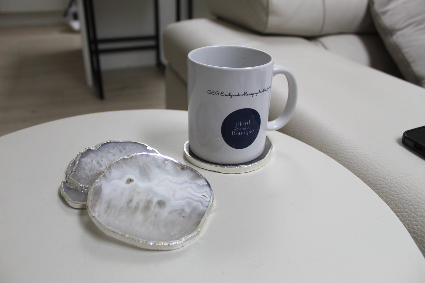 White Agate Stone Crystal Coasters