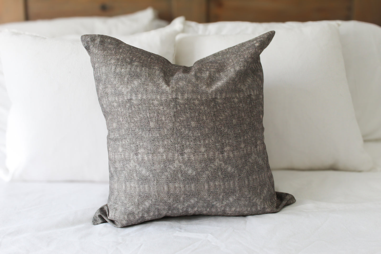 Brown patterned cotton country cushion with duck feather insert 45x45cn