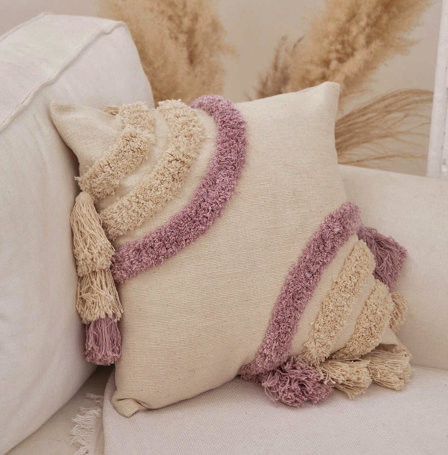 Pink Tassel Boho Cushion Cover 45 x 45cm - Milly