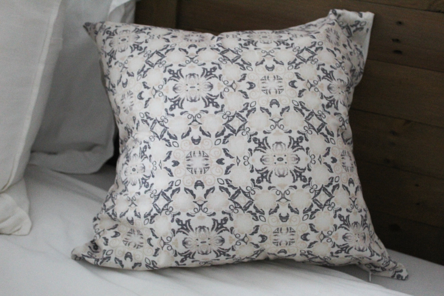 Neutral floral cotton 45 x 45cm country style cushion cover