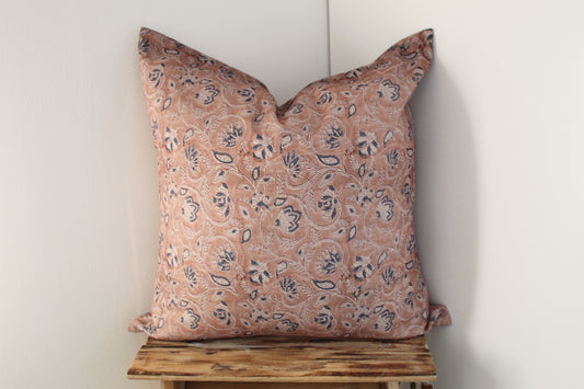 Blush floral cotton pillow cover 50x50cm