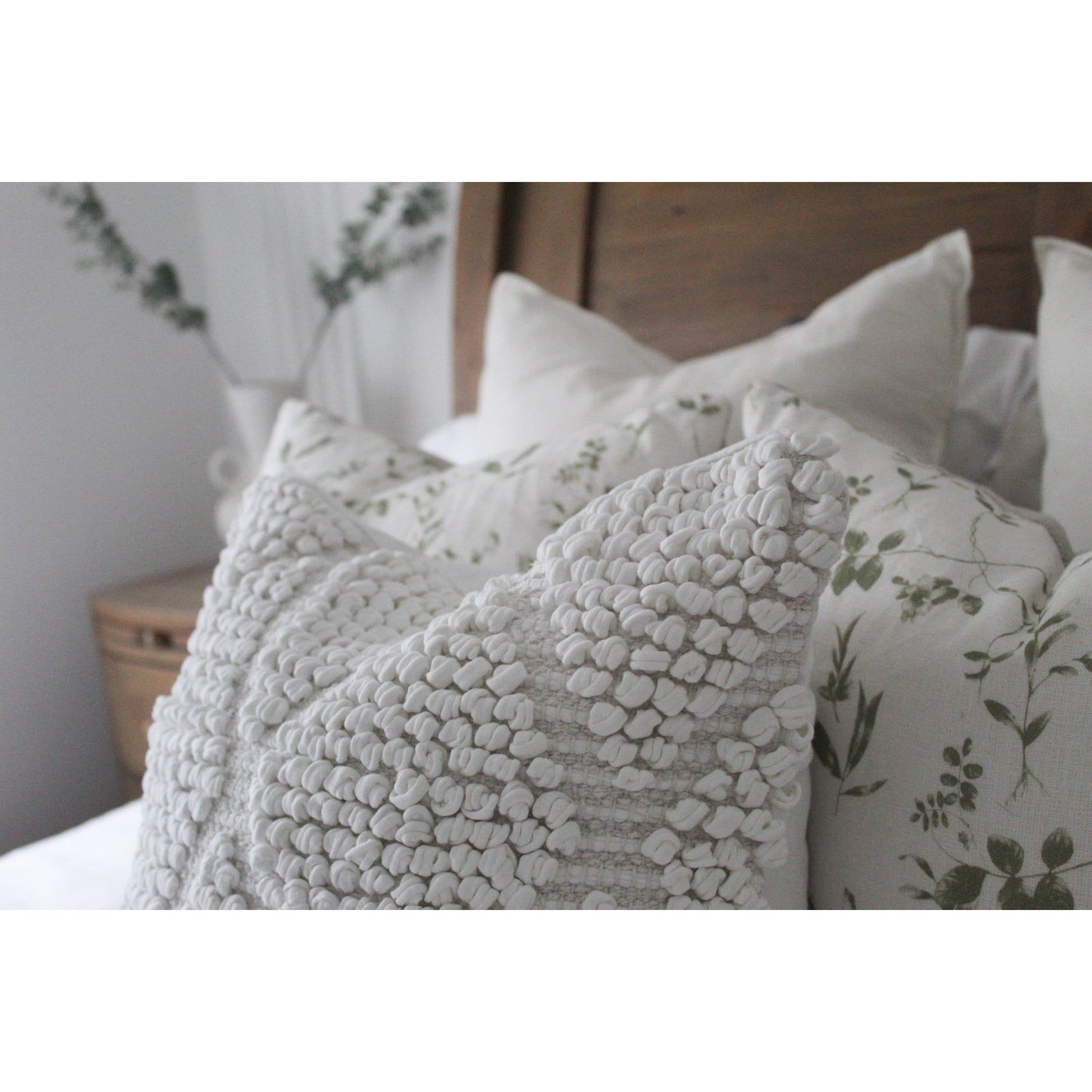 Natural White Embroidered Cushion Cover 45 x 45cm GABRIELA