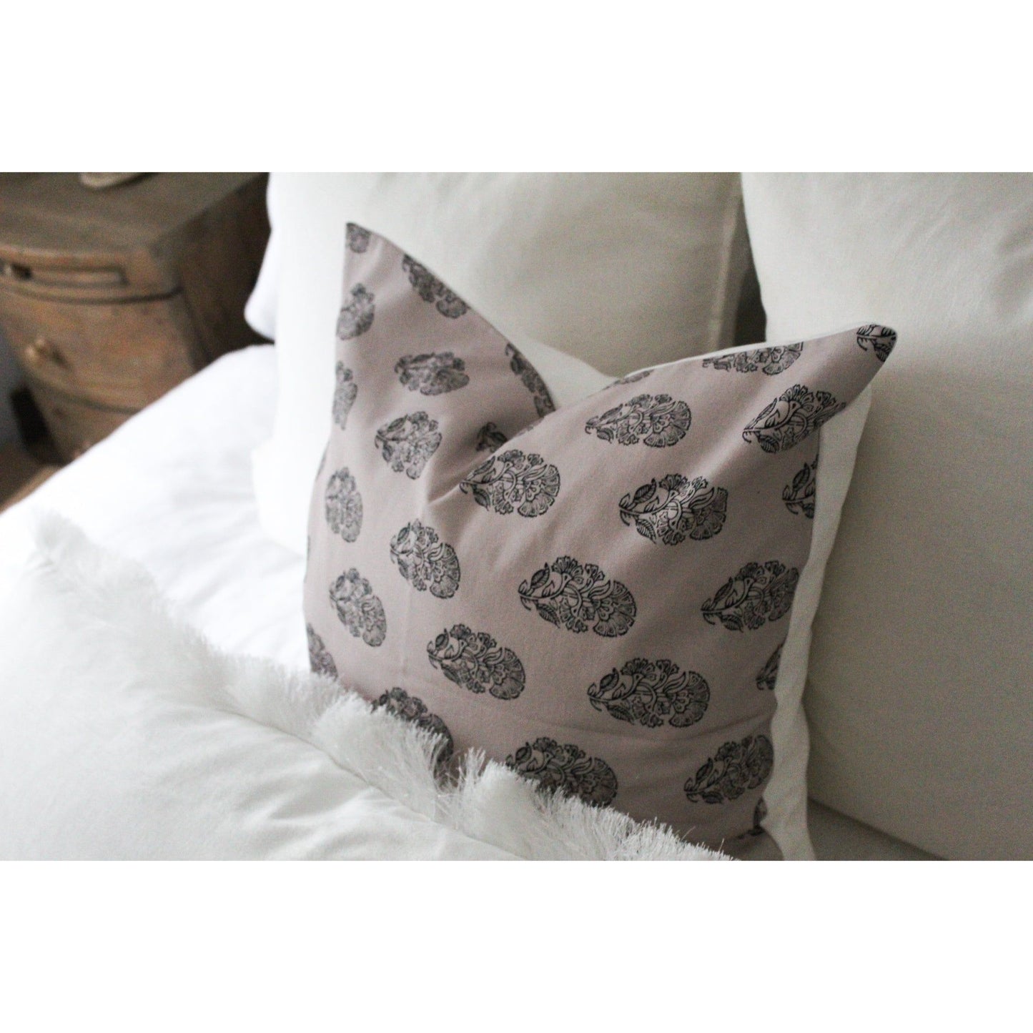 Graige floral print black cotton cushion cover 45 x 45cm