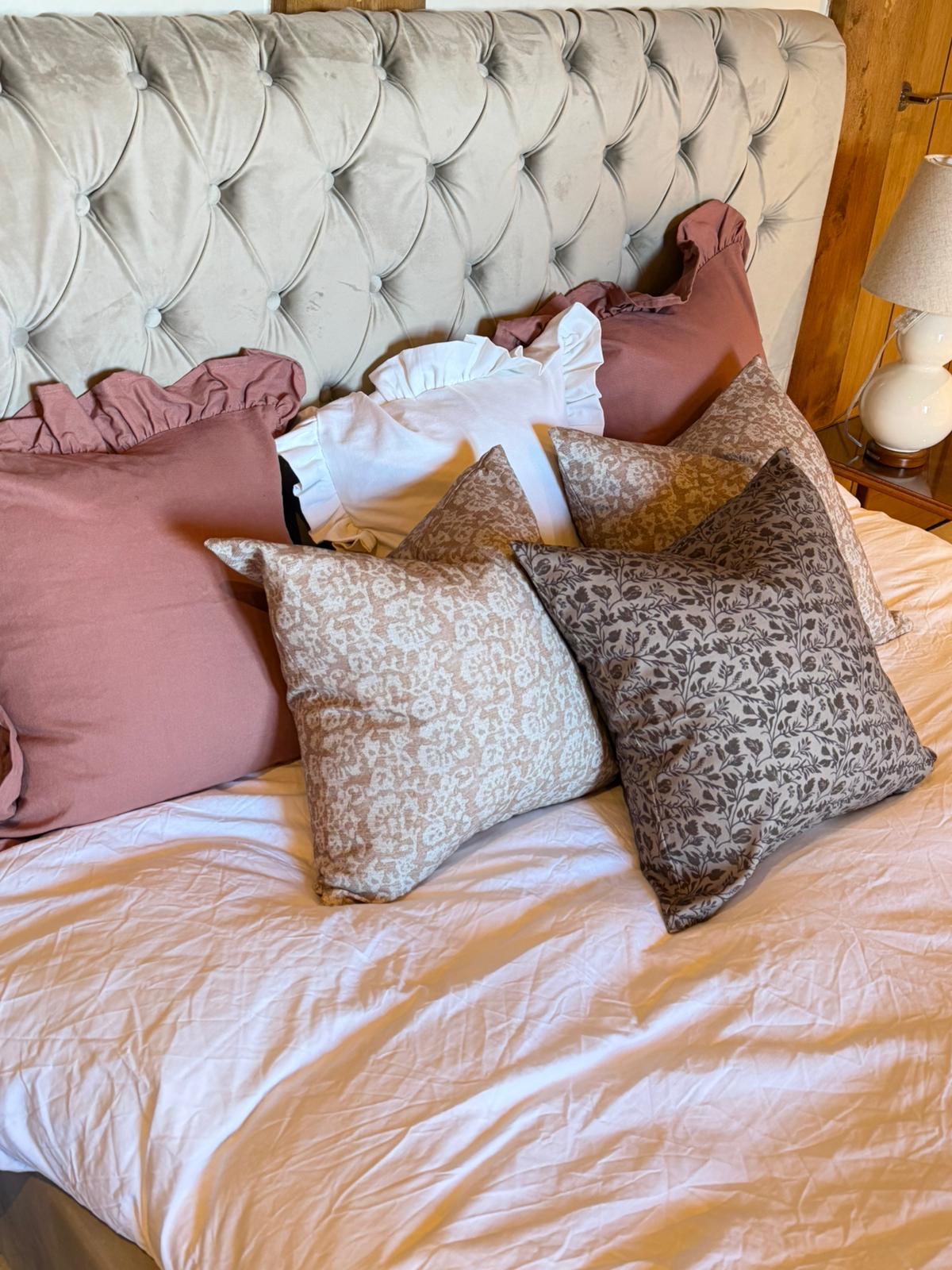 Blush ruffle cotton cushion 45 x 45