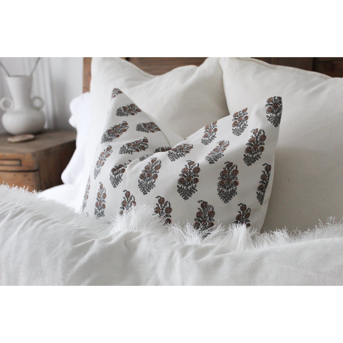 Vintage style floral cotton cushion cover