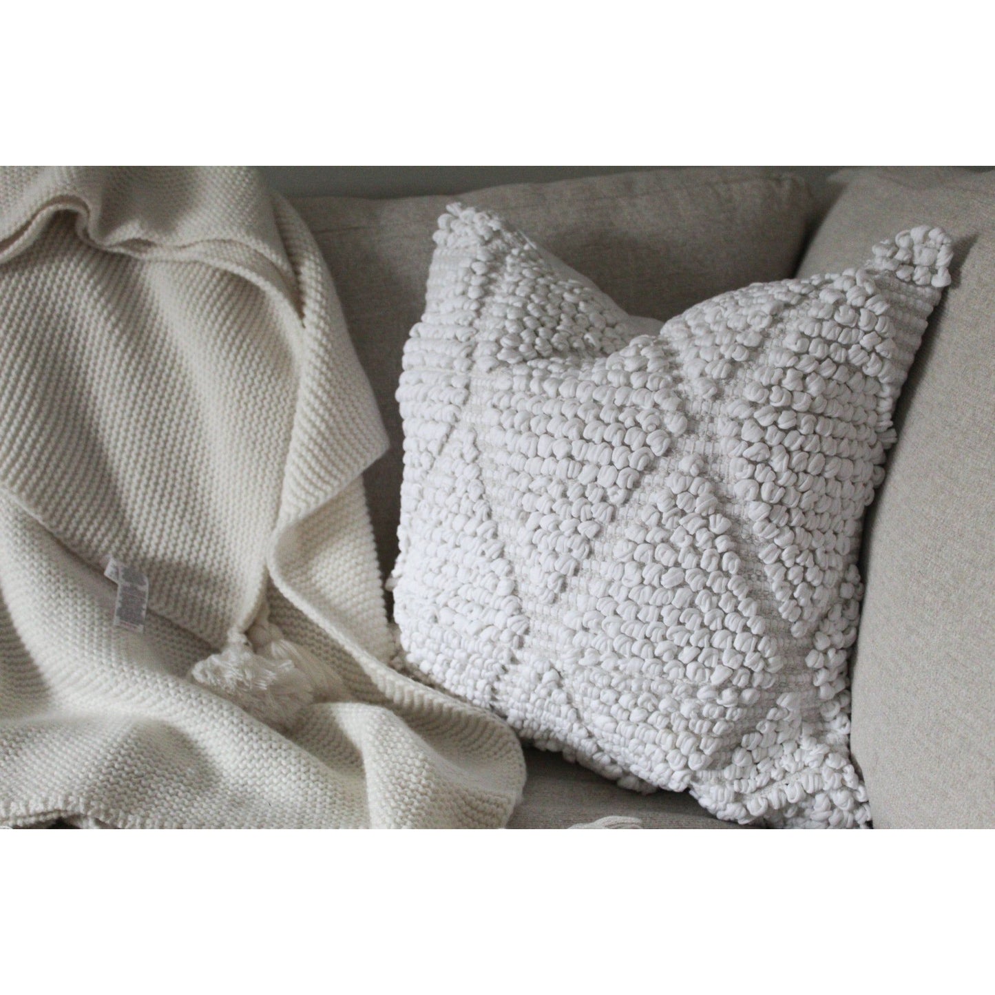 Natural White Embroidered Cushion Cover 45 x 45cm GABRIELA