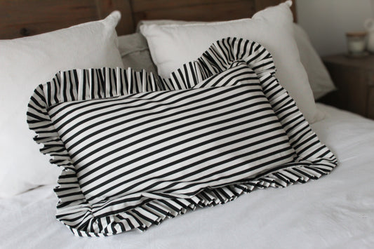 Stripe black lumbar pillow cover 60x40cm