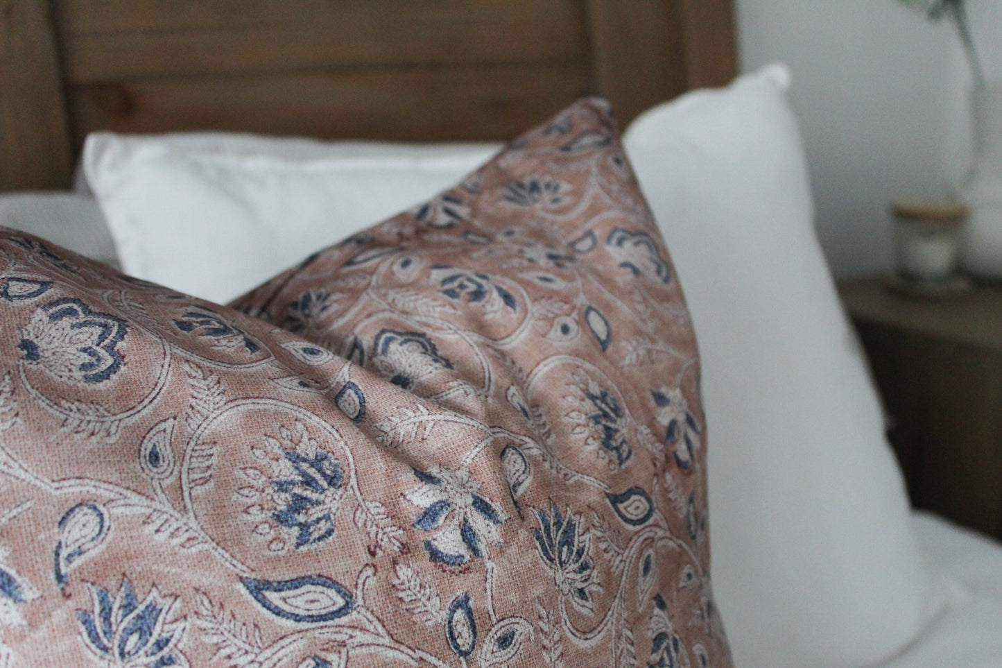 Blush floral cotton pillow cover 50x50cm