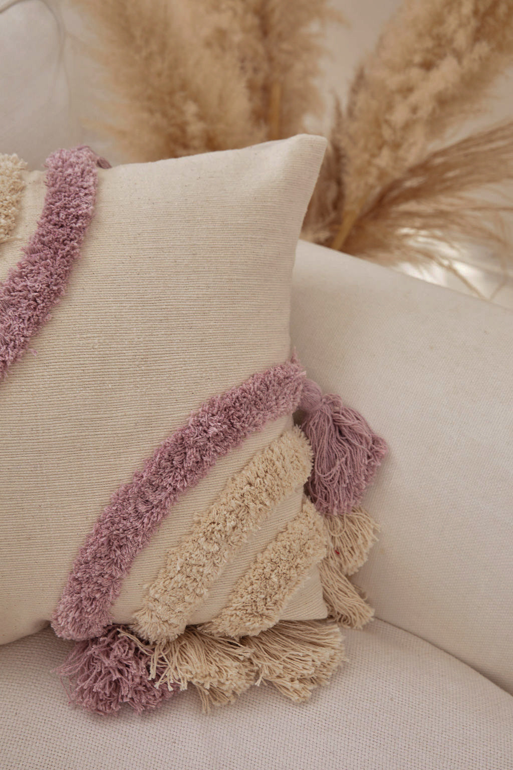 Pink Tassel Boho Cushion Cover 45 x 45cm - Milly